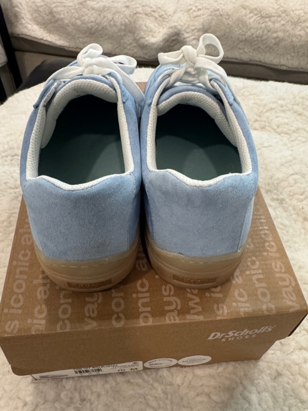 Dr. Scholl's Light Blue Suede Lace-Up Sneakers with White Accents - Picture 3 of 7